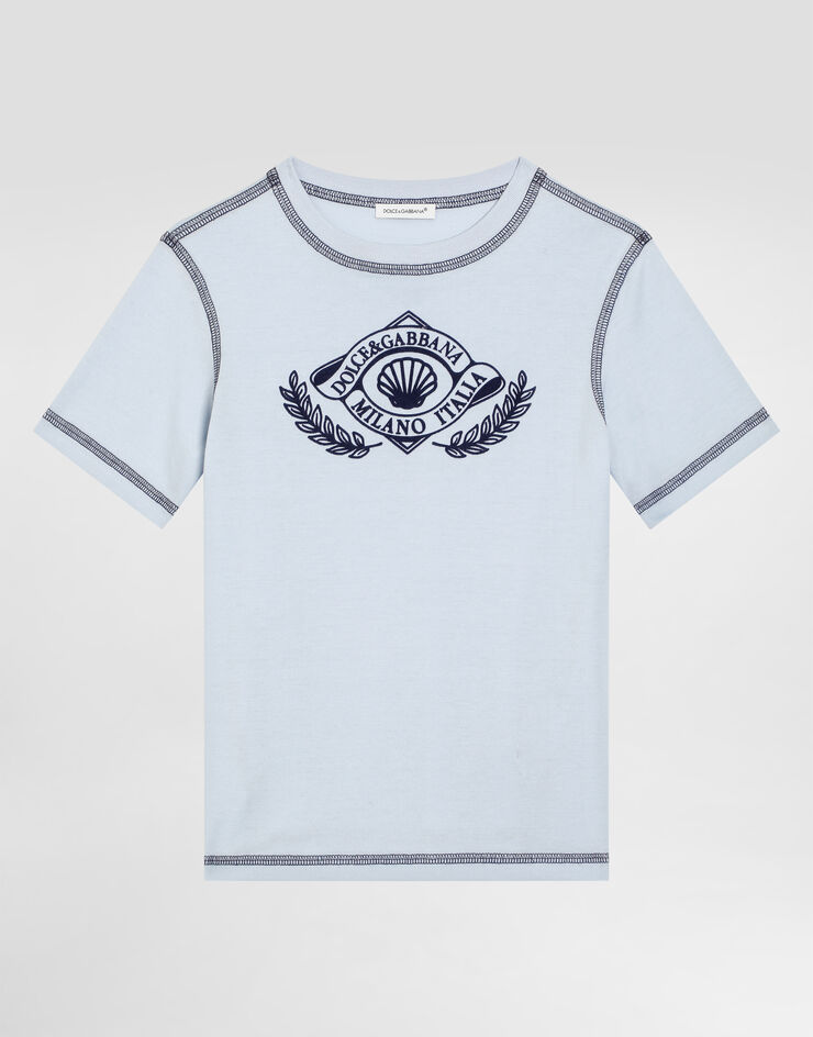 Dolce & Gabbana Short-sleeved jersey t-shirt with DG Azure L4JTHUG7PES