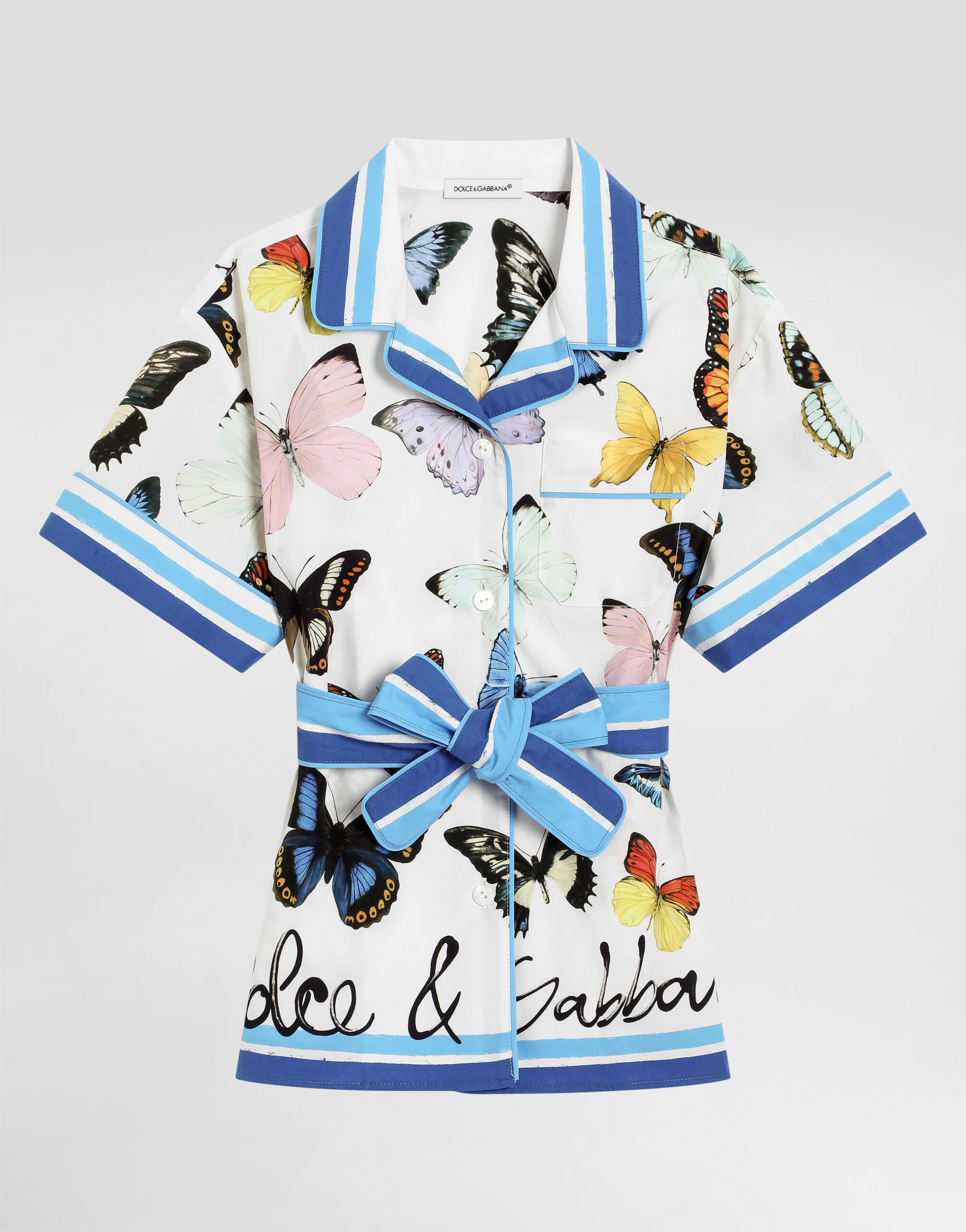 【DOLCE＆GABBANA】バチスト ポピープリント プリのガールズ Poplin shirt with butterfly print