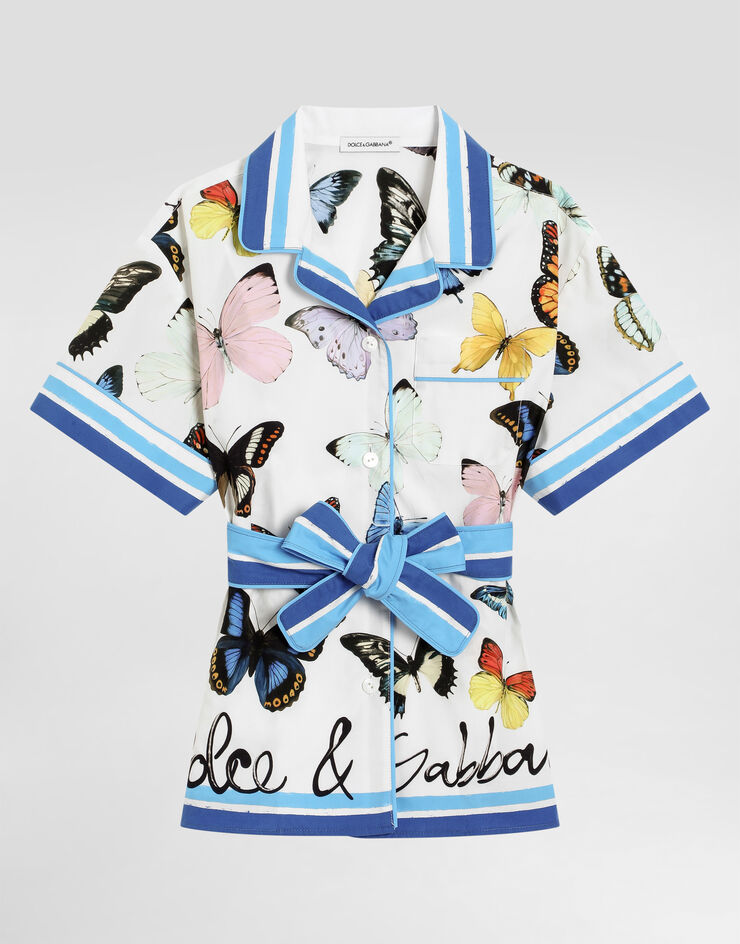 Dolce & Gabbana Poplin shirt with butterfly print Print L55S65FI5KS
