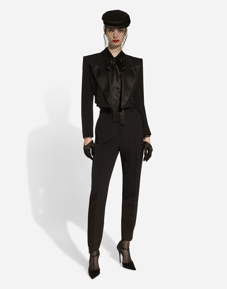 Dolce & Gabbana Tailored wool gabardine tuxedo pants Black FTAM0TFU21E