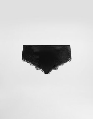 Dolce & Gabbana Satin briefs with lace detailing Black O2A02TONO13