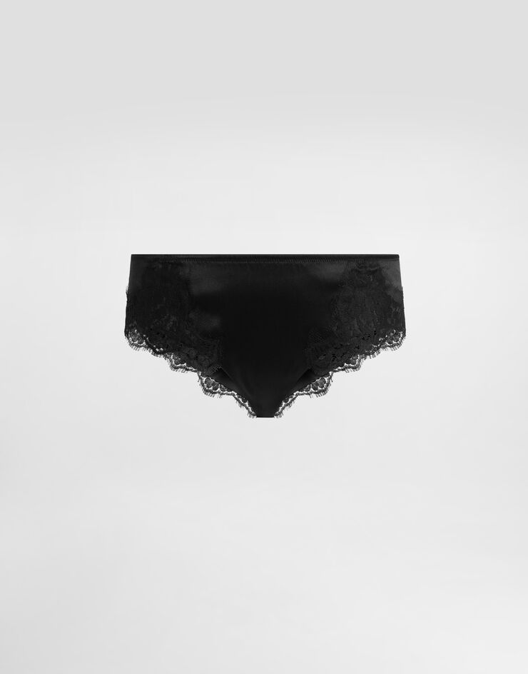 Dolce & Gabbana Satin briefs with lace detailing Black O2A02TONO13