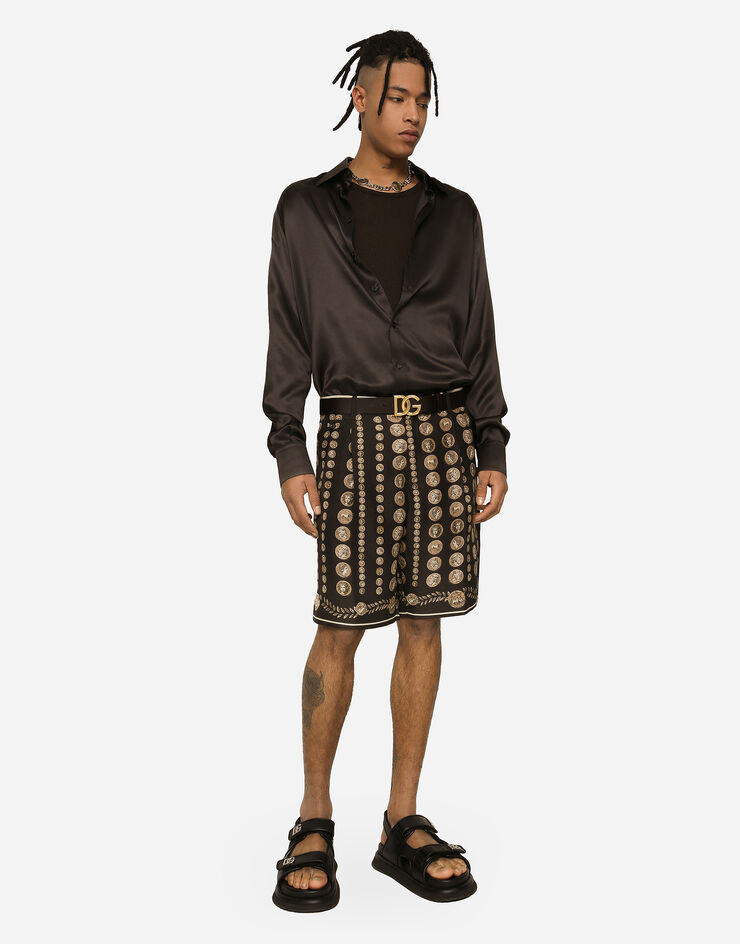 Dolce&Gabbana Coin print silk Bermuda shorts Brown GW0MATHI1LR