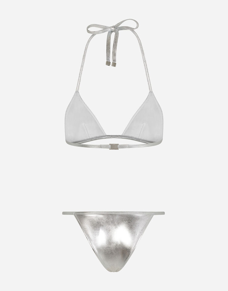 Dolce & Gabbana Triangle bikini with DG logo Silver O8B37JFUSOZ