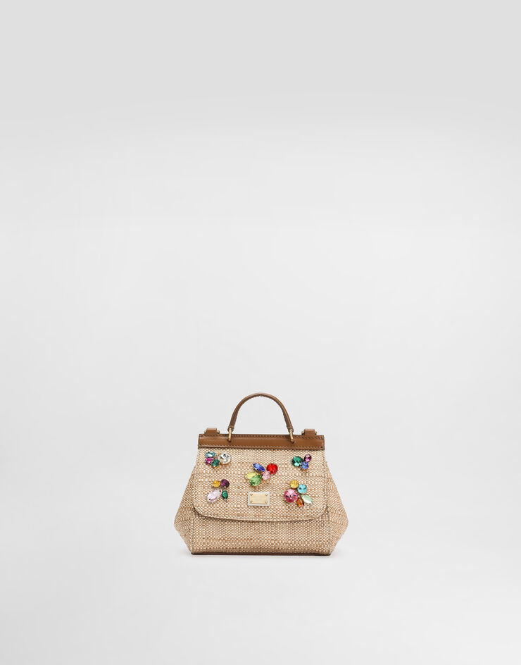 Dolce & Gabbana Сумка Sicily из рафии с короткими ручками и вышивкой бежевый EB0003AS768