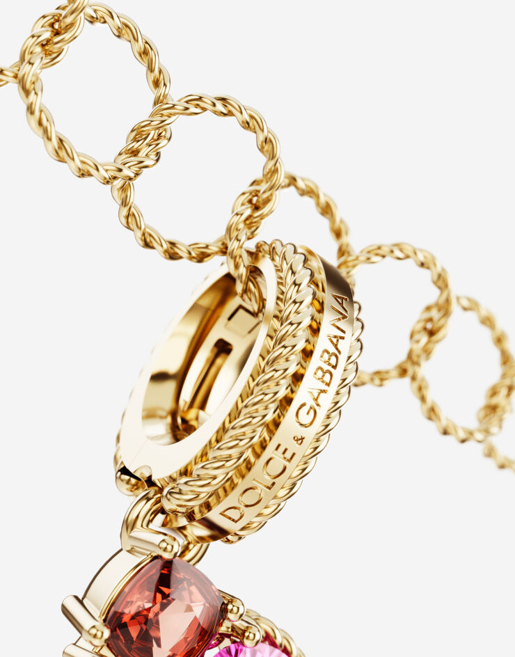 Dolce & Gabbana Rainbow alphabet F 18 kt yellow gold charm with multicolor fine gems Gold WANR2GWMIXF