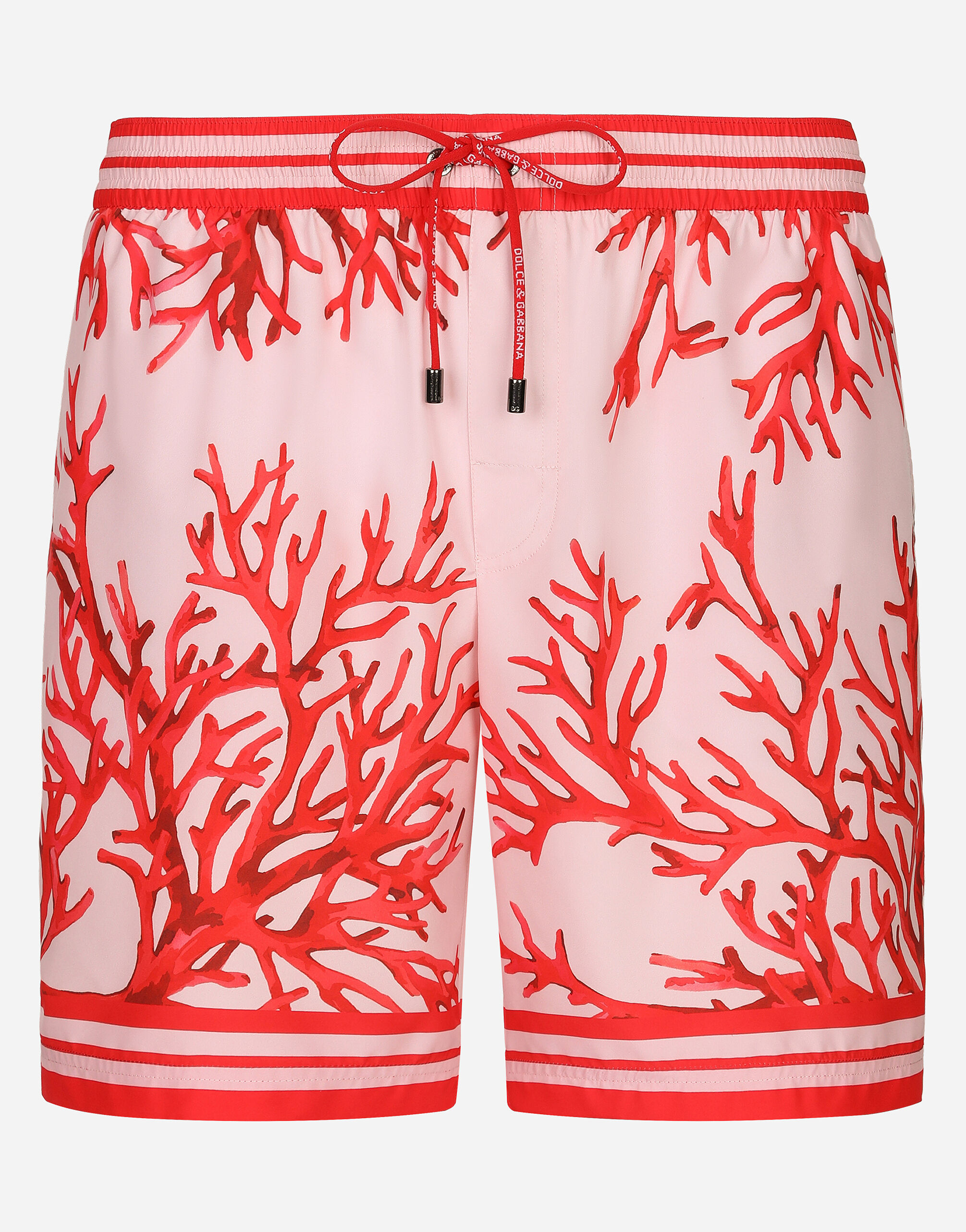 Mid-length swim trunks with coral print in Multicolor for Men