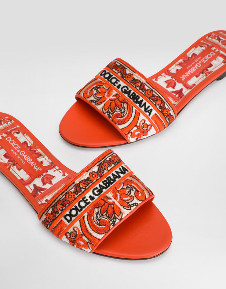 Dolce & Gabbana Flat slippers with majolica embroidery Dolce & Gabbana Flat slippers with majolica embroidery Multicolor CQ0571AV804