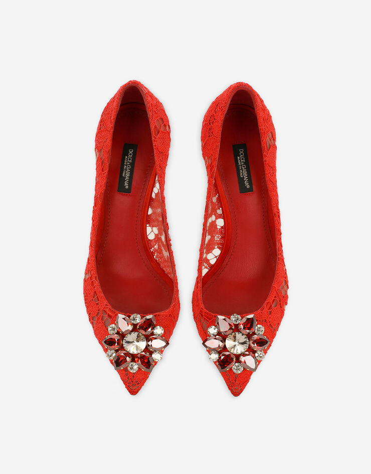 Dolce & Gabbana Zapatos escotados de encaje Taormina con cristales Rojo CD0066AL198