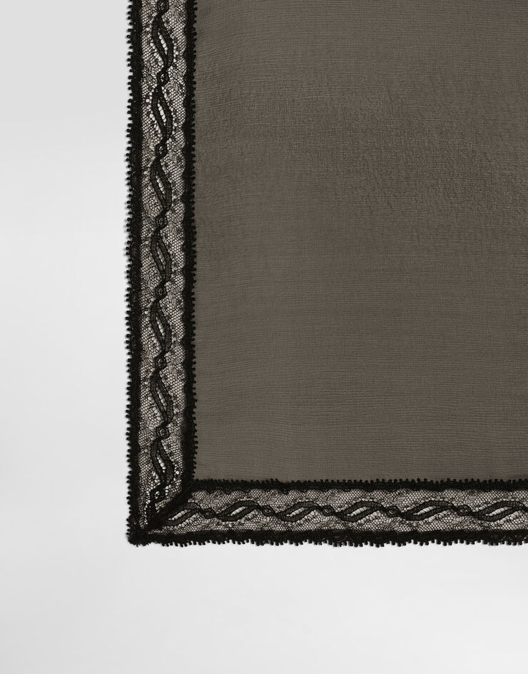 Dolce & Gabbana وشاح شيفون بأشرطة دانتيل (70×70) أسود FN092RGDCTA