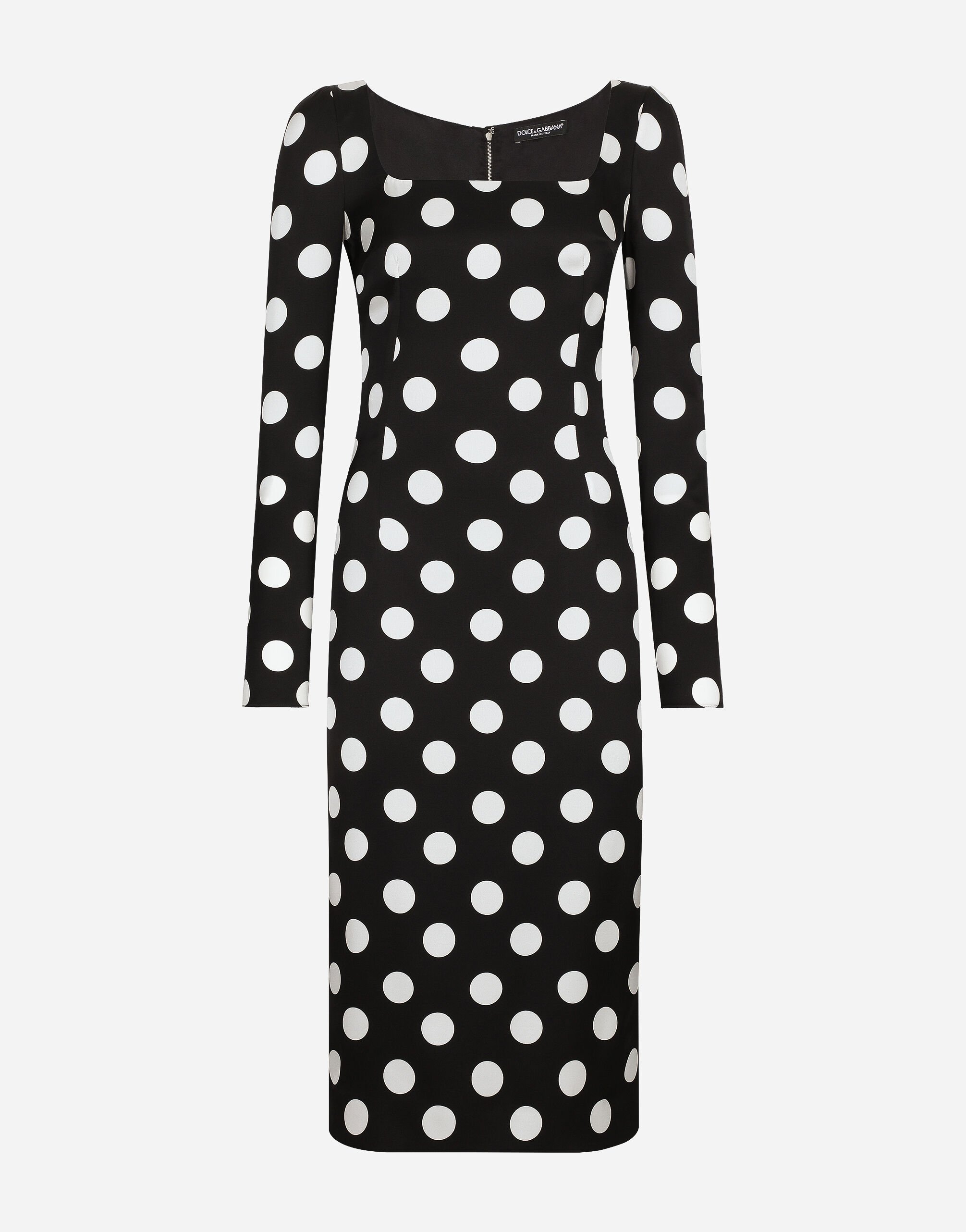 Dolce & Gabbana Charmeuse sheath dress with macro polka-dot print Multicolor FTCFPDG8ET5