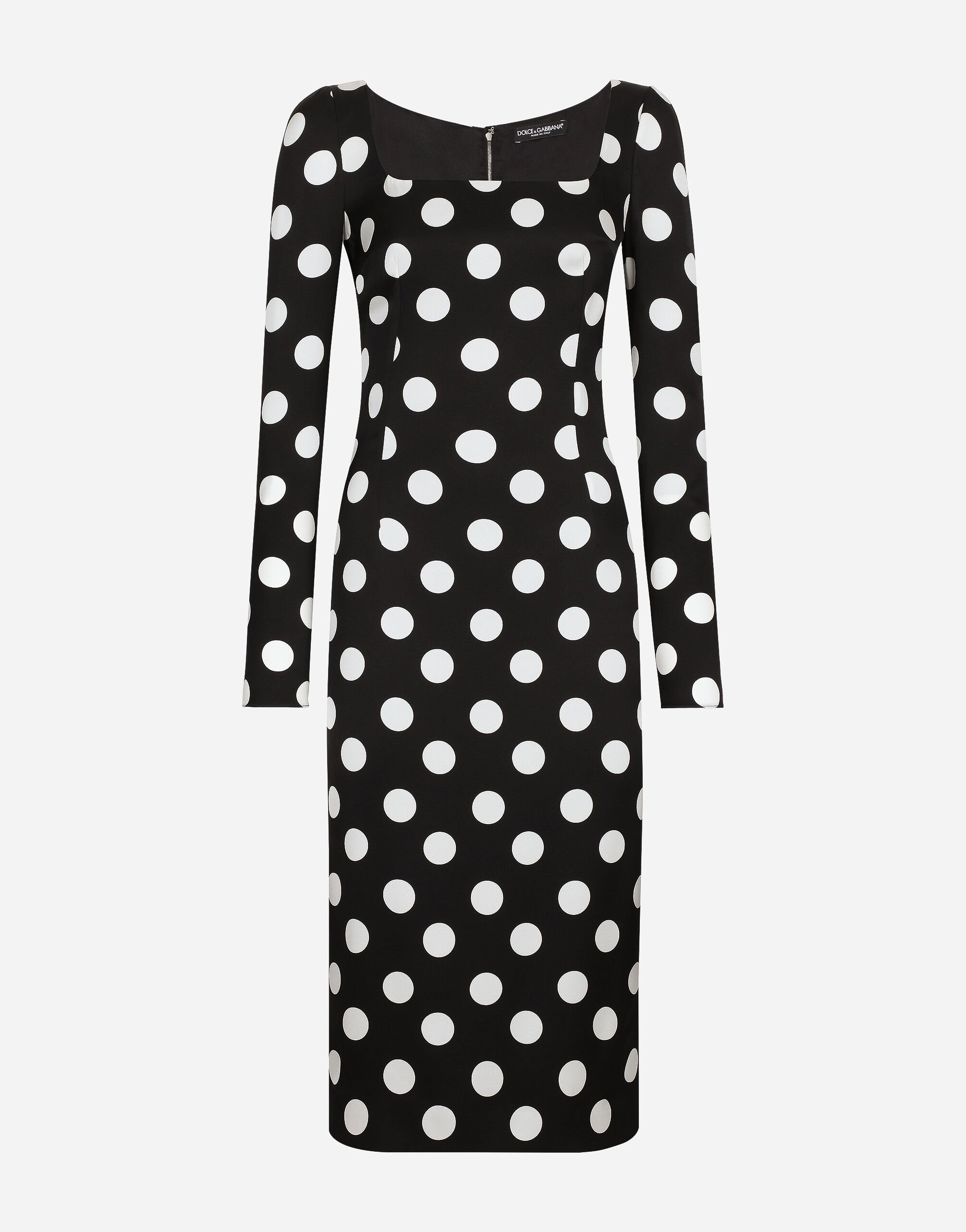 Dolce & Gabbana Charmeuse sheath dress with macro polka-dot print White F5G19TFUEEE