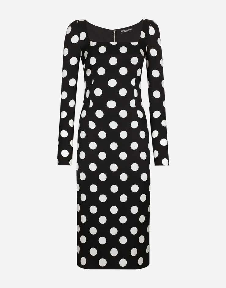 Dolce & Gabbana Charmeuse sheath dress with macro polka-dot print Print F6GAFTFSA6L