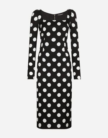 Dolce & Gabbana Charmeuse sheath dress with macro polka-dot print Print F6AHOTHS5NK