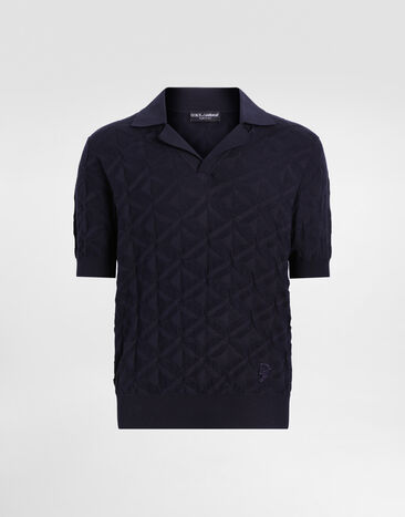 Dolce & Gabbana Silk polo-shirt with logo embroidery Multicolor GXVB1TJFMMS