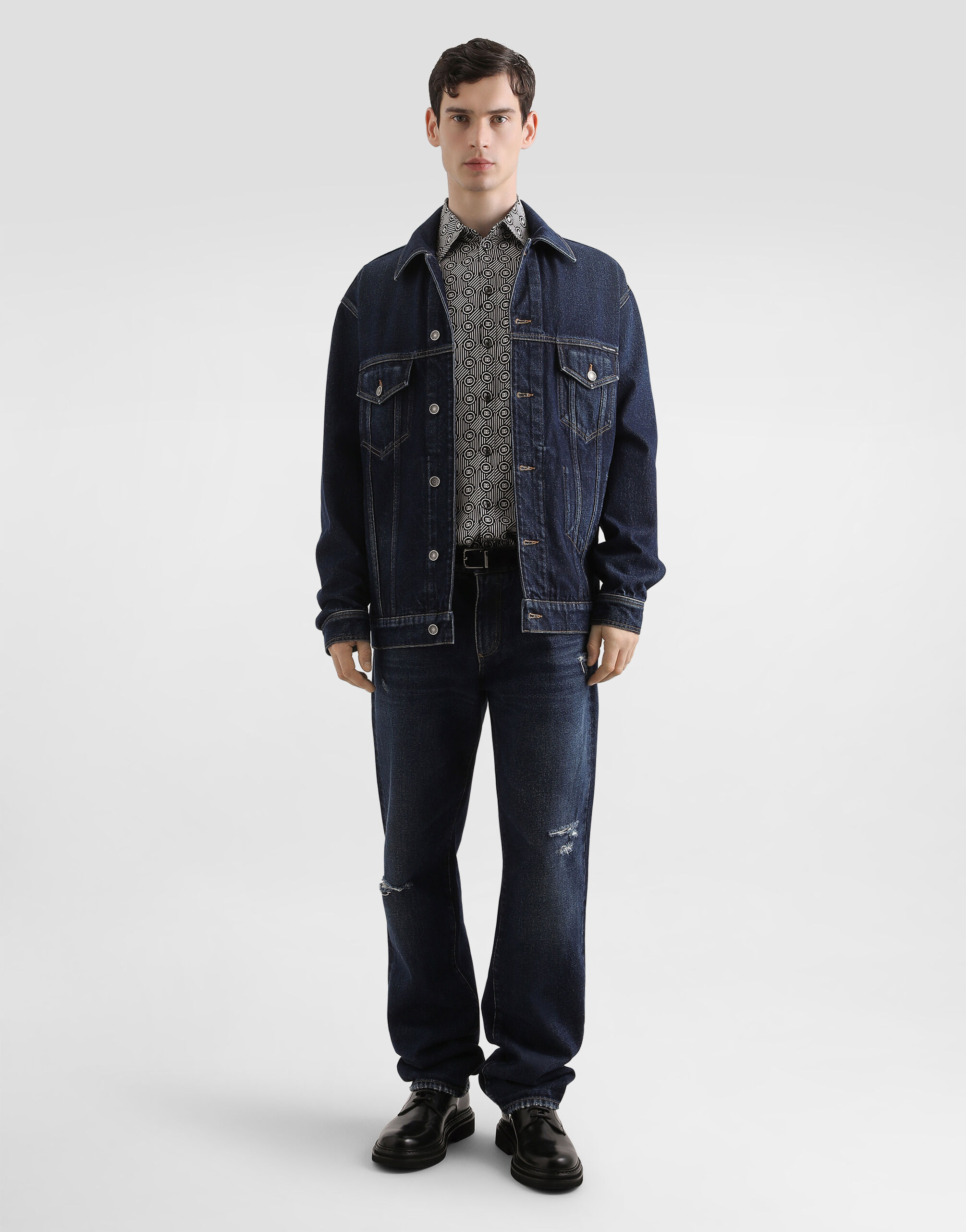 Loose cotton denim jeans in Multicolor for Men | Dolce&Gabbana® US
