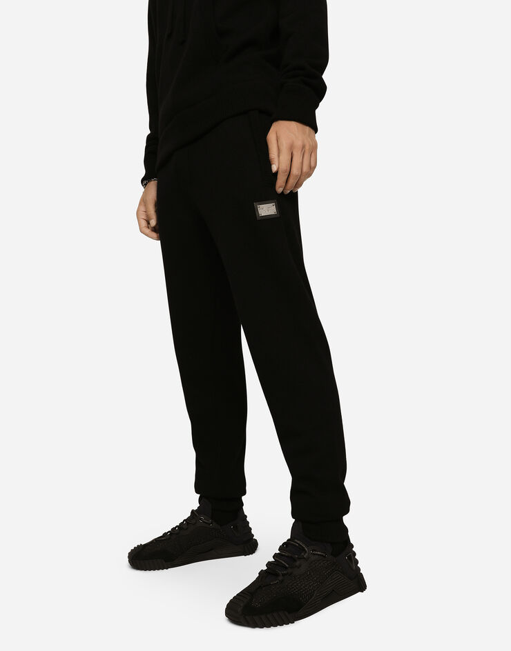 Dolce & Gabbana Wool and cashmere knit jogging pants Black GXO34TJEMQ3