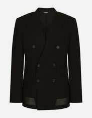 Dolce & Gabbana Deconstructed wool gauze double-breasted jacket Black G2PQ4ZGH907