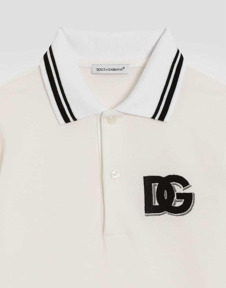 Dolce & Gabbana Polo in piquet con logo DG Bianco L4JTGWG7O8A