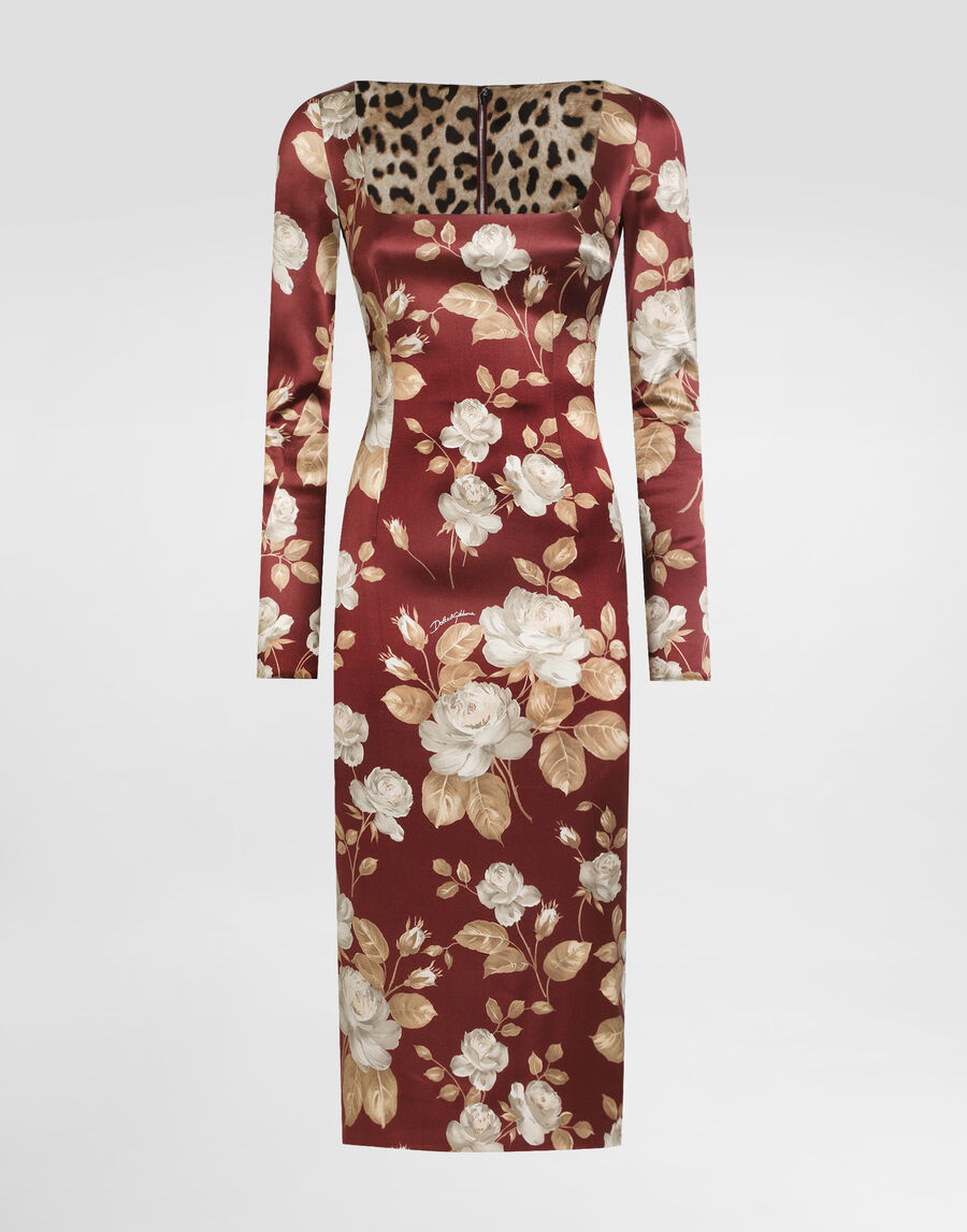 Vintage rose-print satin dress