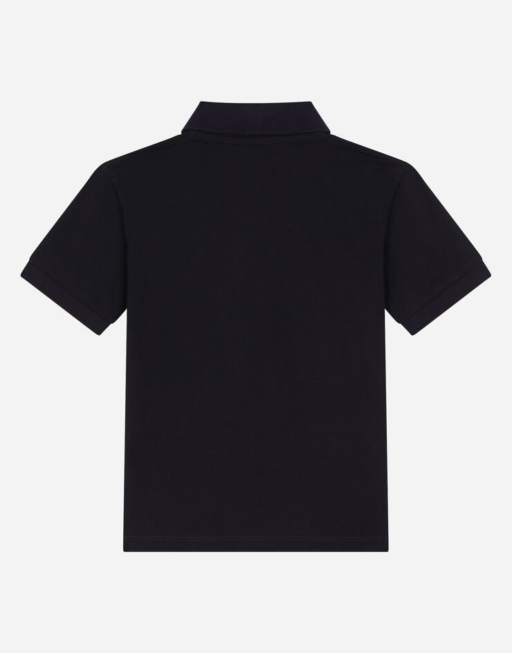 DolceGabbanaSpa Poloshirt aus Piqué mit Logoplakette Blau L4JTCXG7JS1