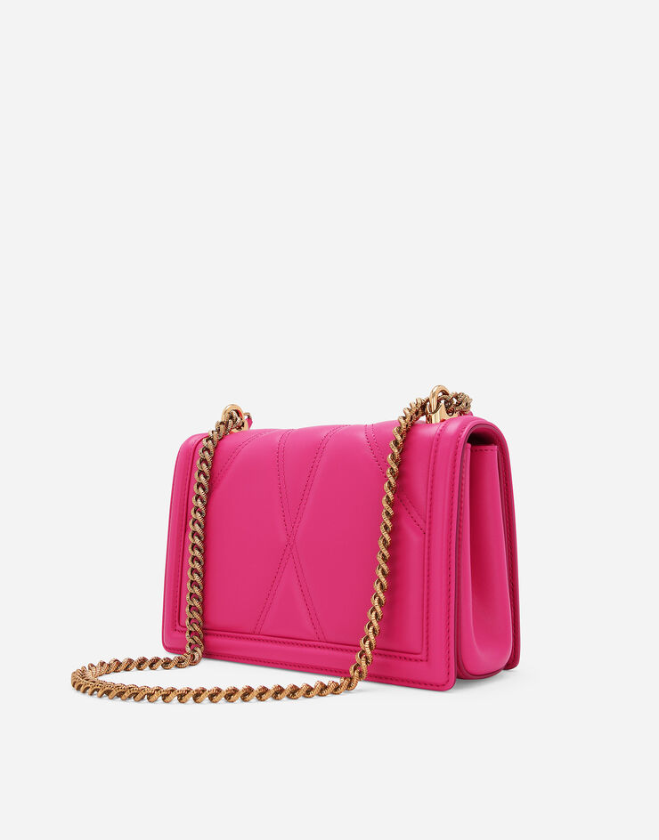 Dolce & Gabbana حقيبة ديفوشن متوسطة من جلد نابا مبطن وردي BB7158AW437