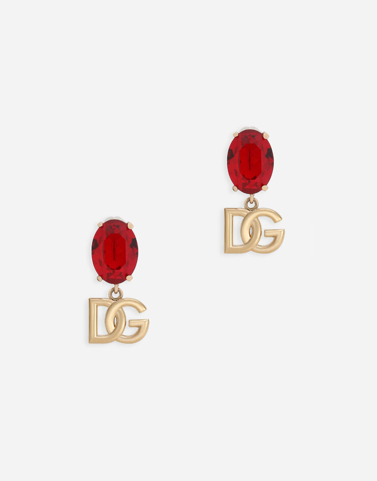 Dolce & Gabbana Drop earrings with rhinestones and DG logo Red WEO2O1W1111