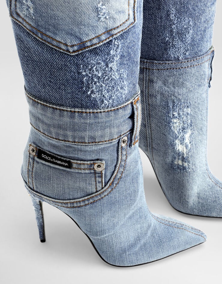 Dolce & Gabbana Patchwork denim boots Blue CU0843AY841