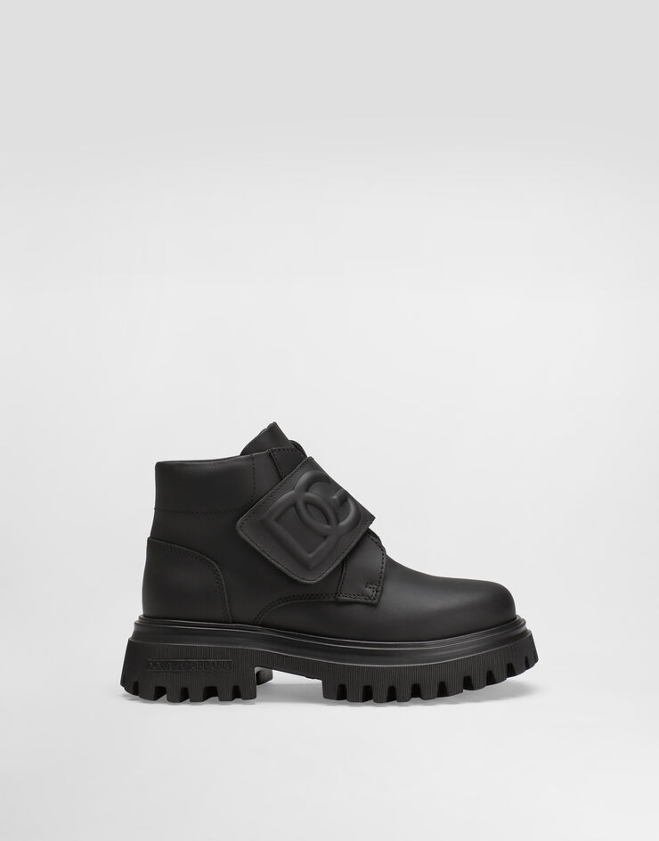 Dolce & Gabbana Calfskin nappa ankle boots with embossed DG logo Black DA5230A3444