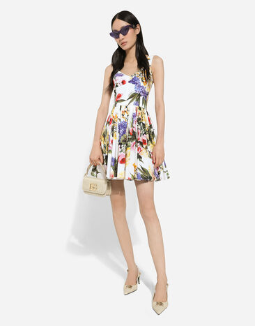 Dolce & Gabbana Short cotton corset dress with garden print Print F6H9RTHS5Q1