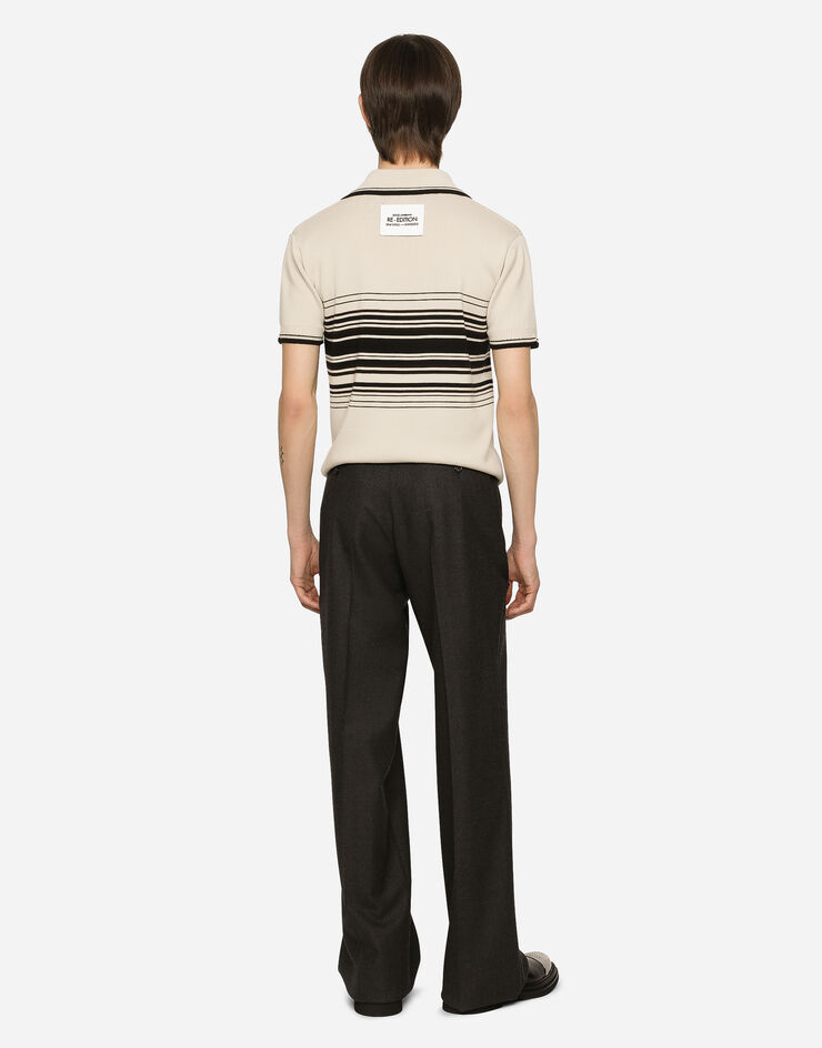Dolce & Gabbana Wool polo-shirt with contrasting stripes Multicolor GXQ82TJCVG4