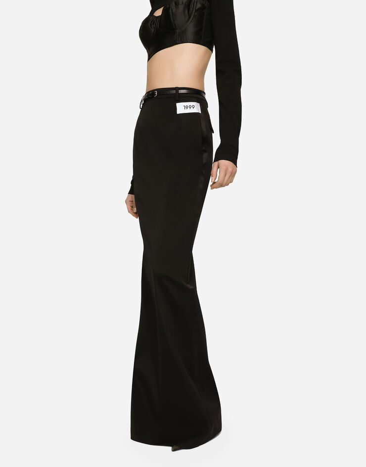 Dolce & Gabbana KIM DOLCE&GABBANA Long cady skirt with side zippers and slit Black F4CLWTFURLE