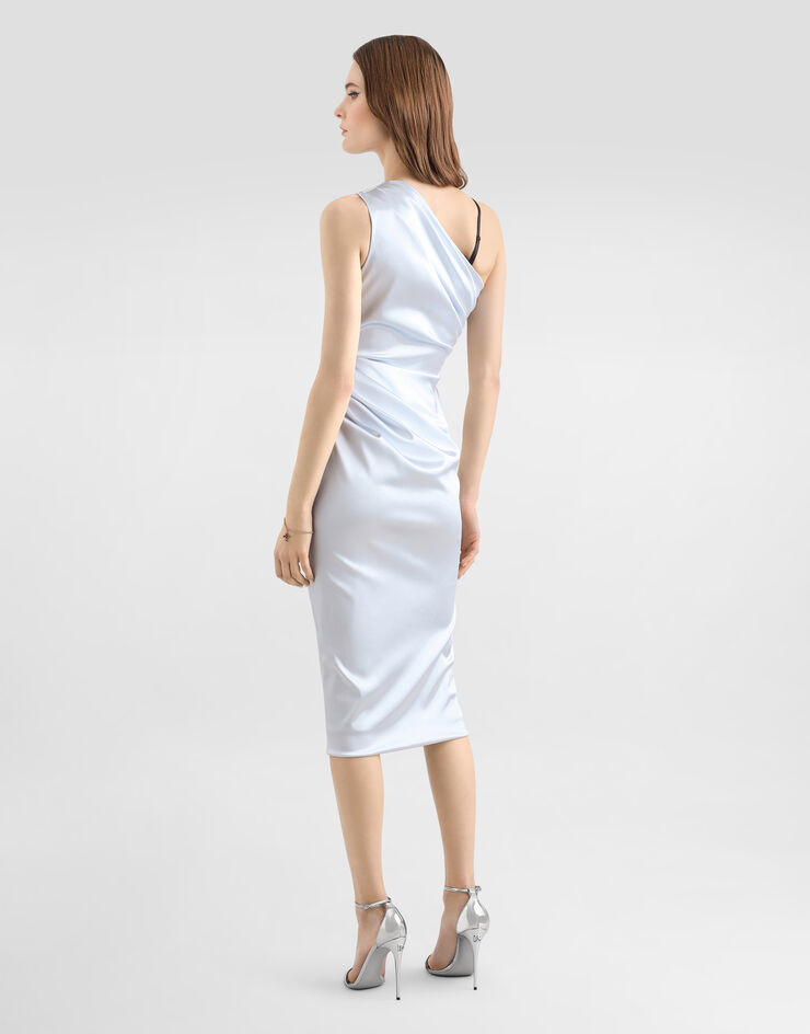 Dolce & Gabbana One-shoulder dress in stretch satin Dolce & Gabbana One-shoulder dress in stretch satin Grey F617RTFURAD