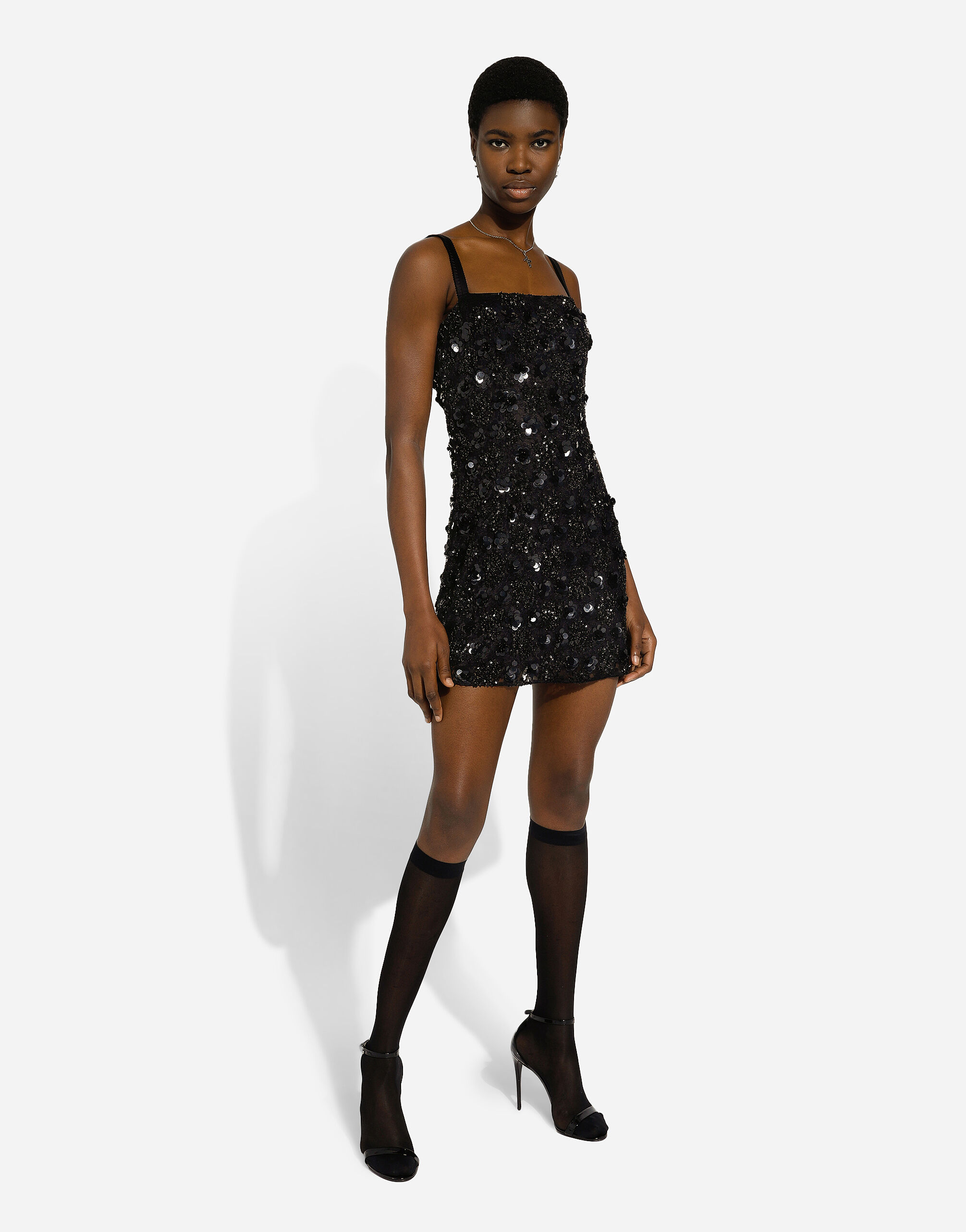 Short dress with sequin embellishment in Black for Women Dolce Gabbana
