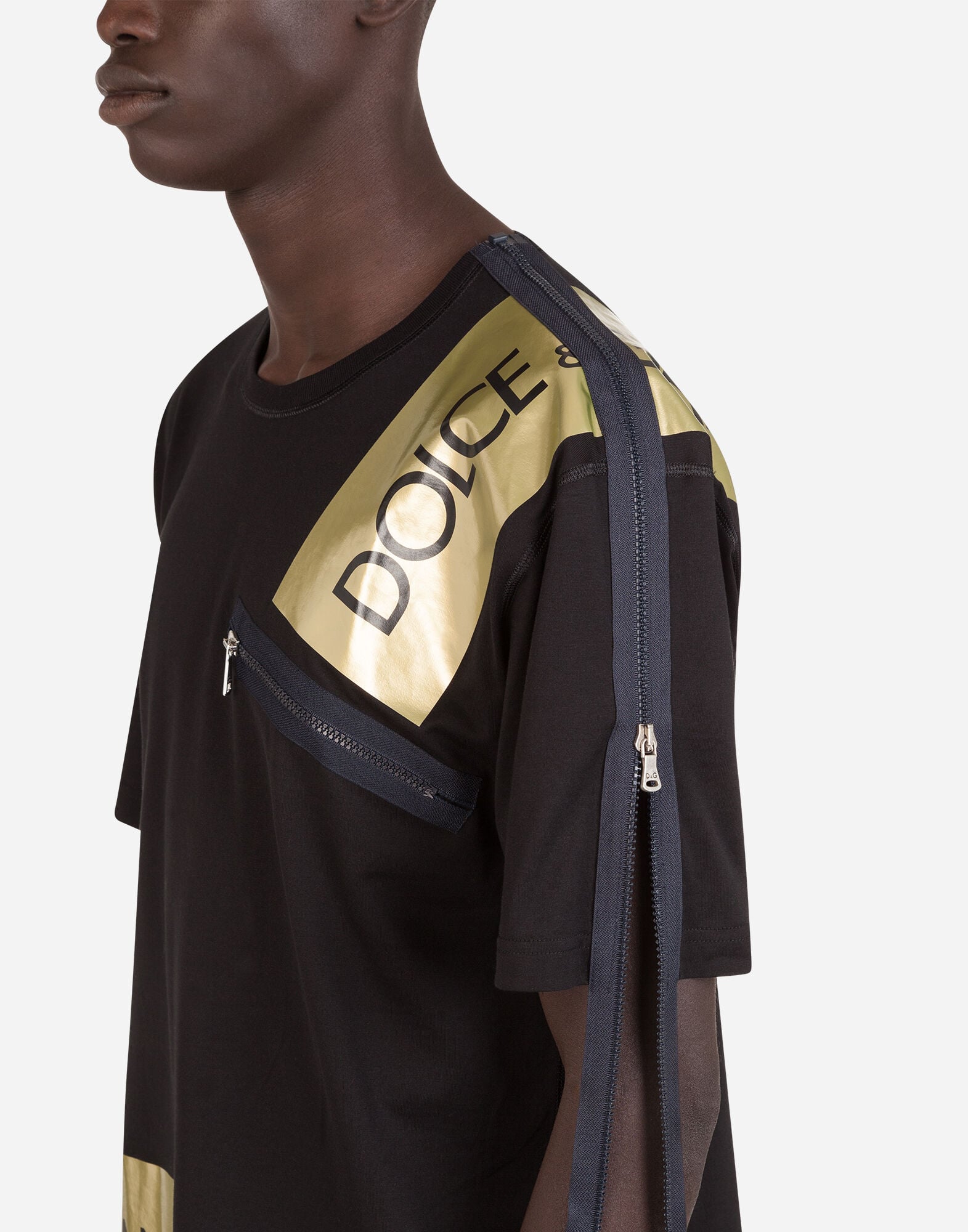 T-shirt with Dolce&Gabbana print and zipper