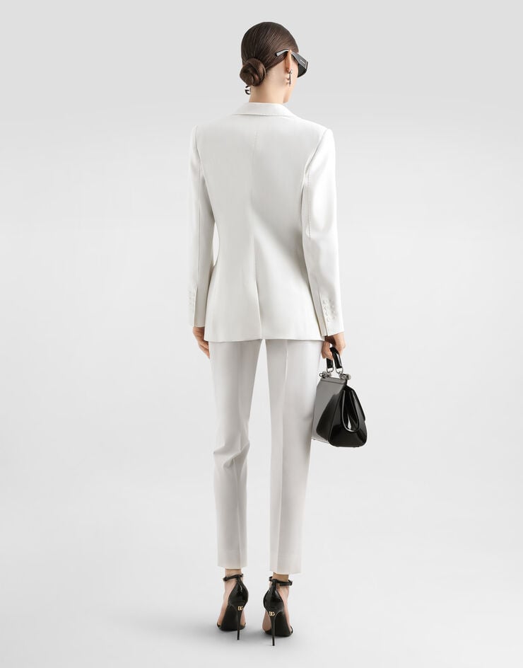 Dolce & Gabbana Single-breasted woolen Turlington blazer White F29Z8TFUCCS