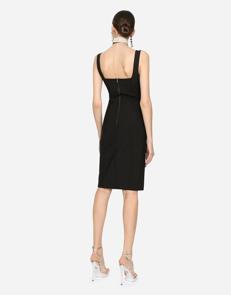 Dolce & Gabbana فستان ميدي نمط كورسيه من نسيج شبكي متين ودانتيل أسود F63G9TG9798