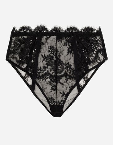 Dolce & Gabbana Slip de talle alto con encaje Negro O2C57TONO22