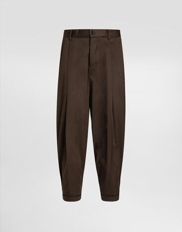 Dolce & Gabbana Cotton gabardine pants with double darts Brown GP10DTFUFNV