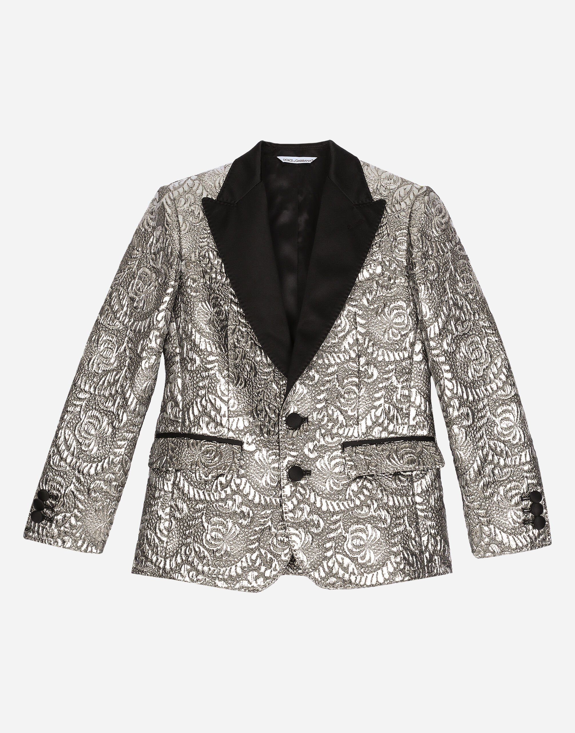 Dolce & Gabbana Einreihige Jacke aus Metallic-Jacquard Schwarz EB0003AB000