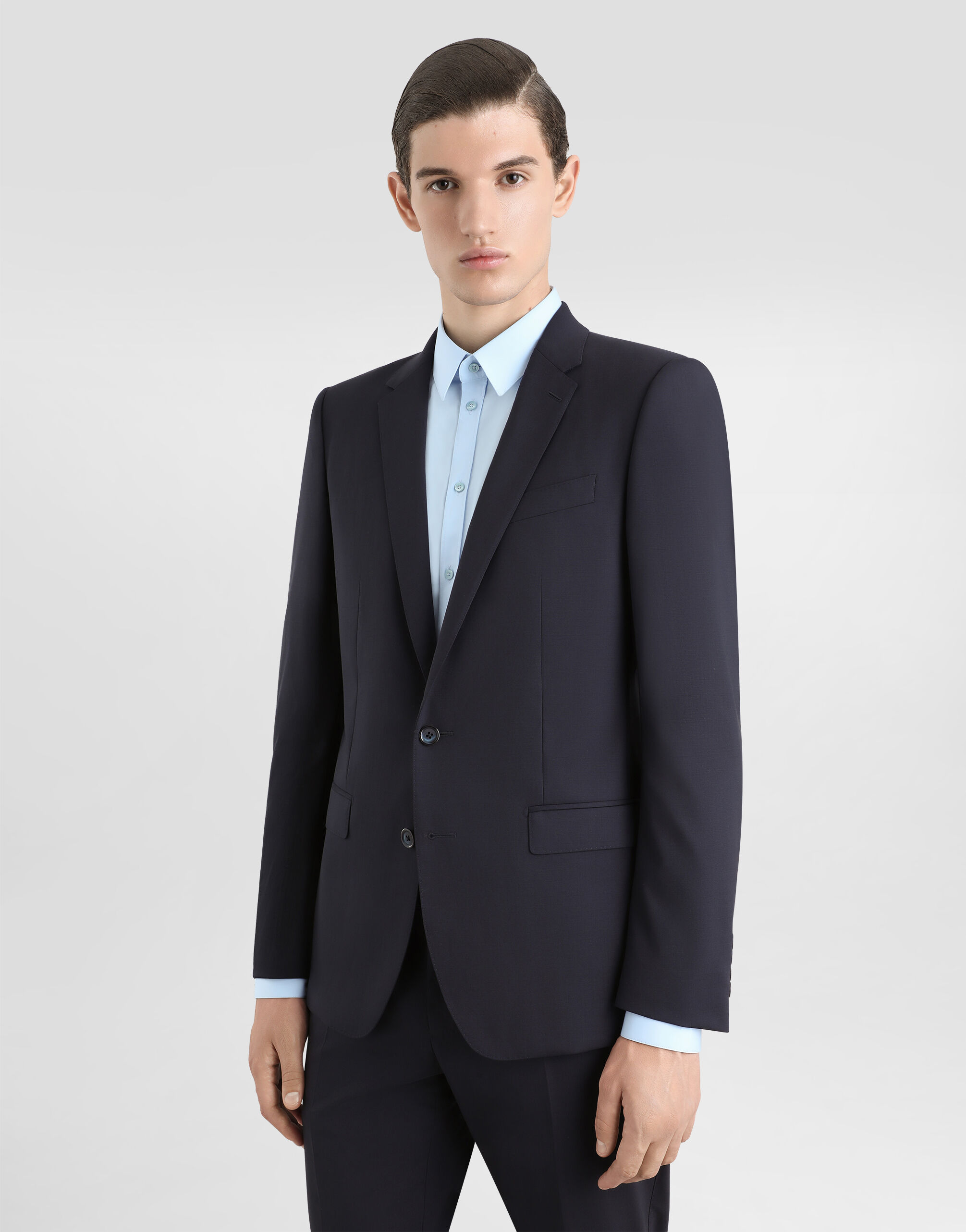 Stretch wool Martini-fit suit in Blue for Men