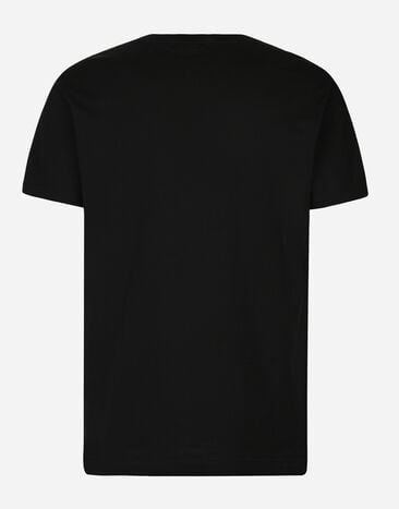 Dolce & Gabbana Short-sleeved cotton T-shirt with DG print Black G8RN8TG7M8U