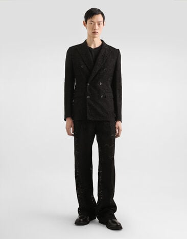 Dolce & Gabbana Sicilia double-breasted jacket in cordonetto lace Black G2SV7THLM5E