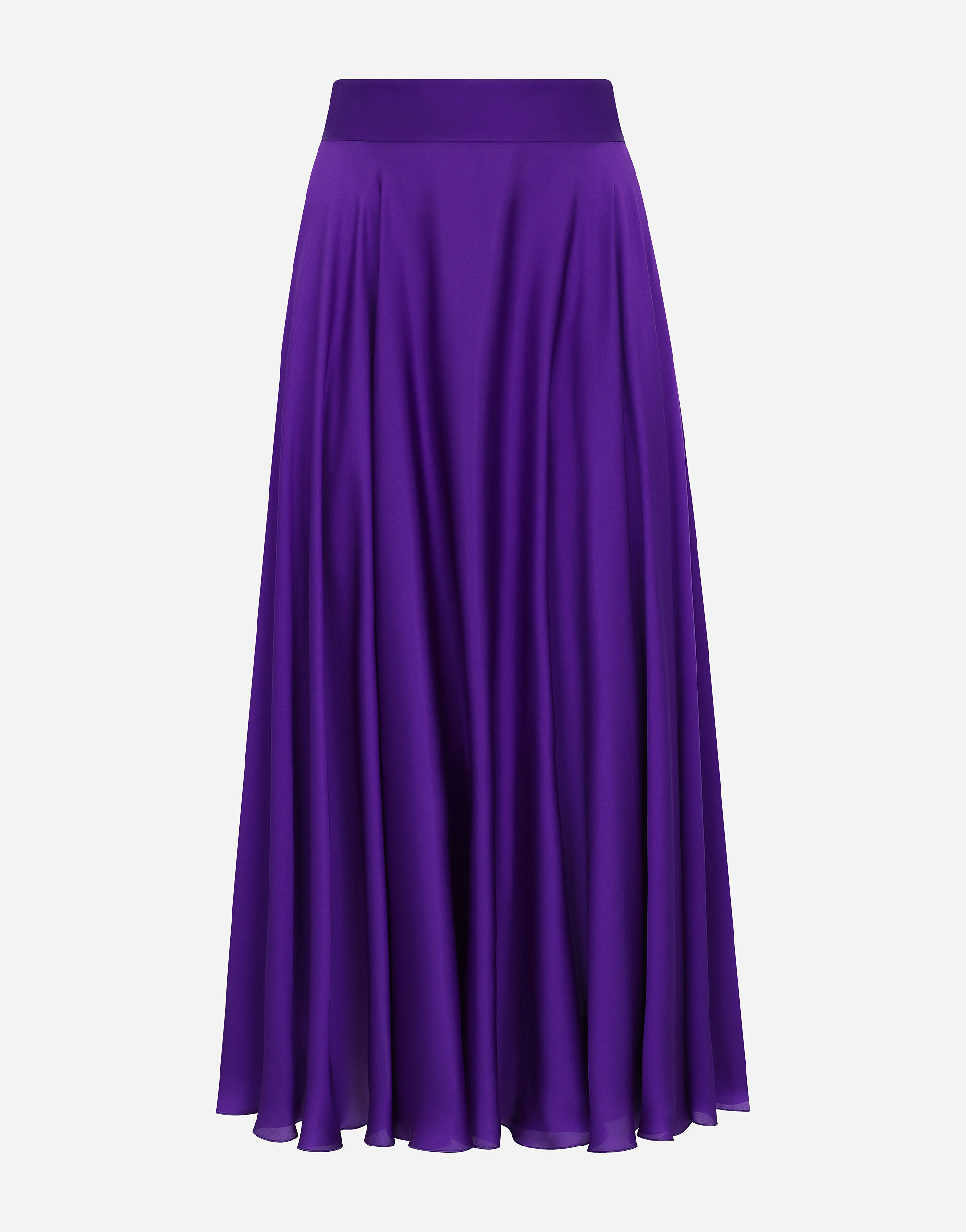 Gonna longuette a ruota in seta in Viola da Donna Dolce Gabbana