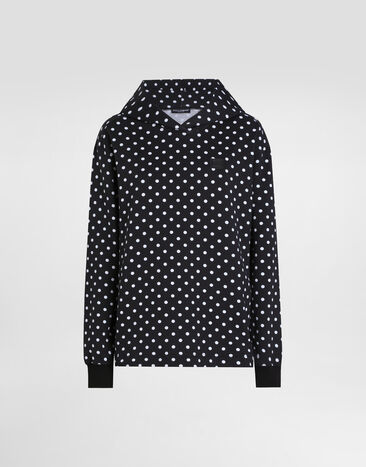 Dolce & Gabbana Jersey hoodie with polka-dot print and branded tag Pink F8N08ZGDCX1