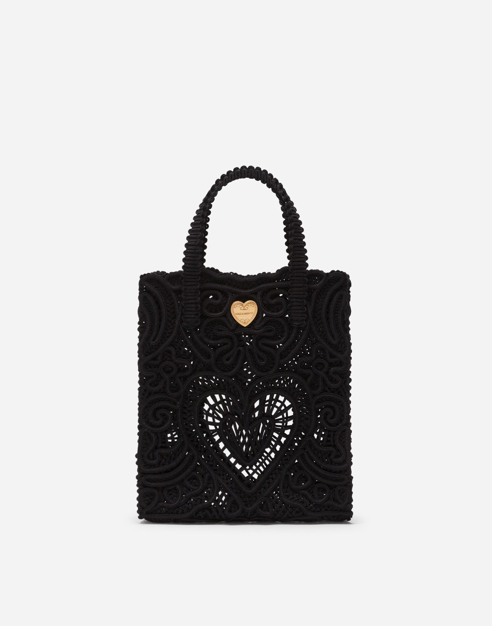 Small cordonetto lace shopper in BLACK for Women Dolce Gabbana