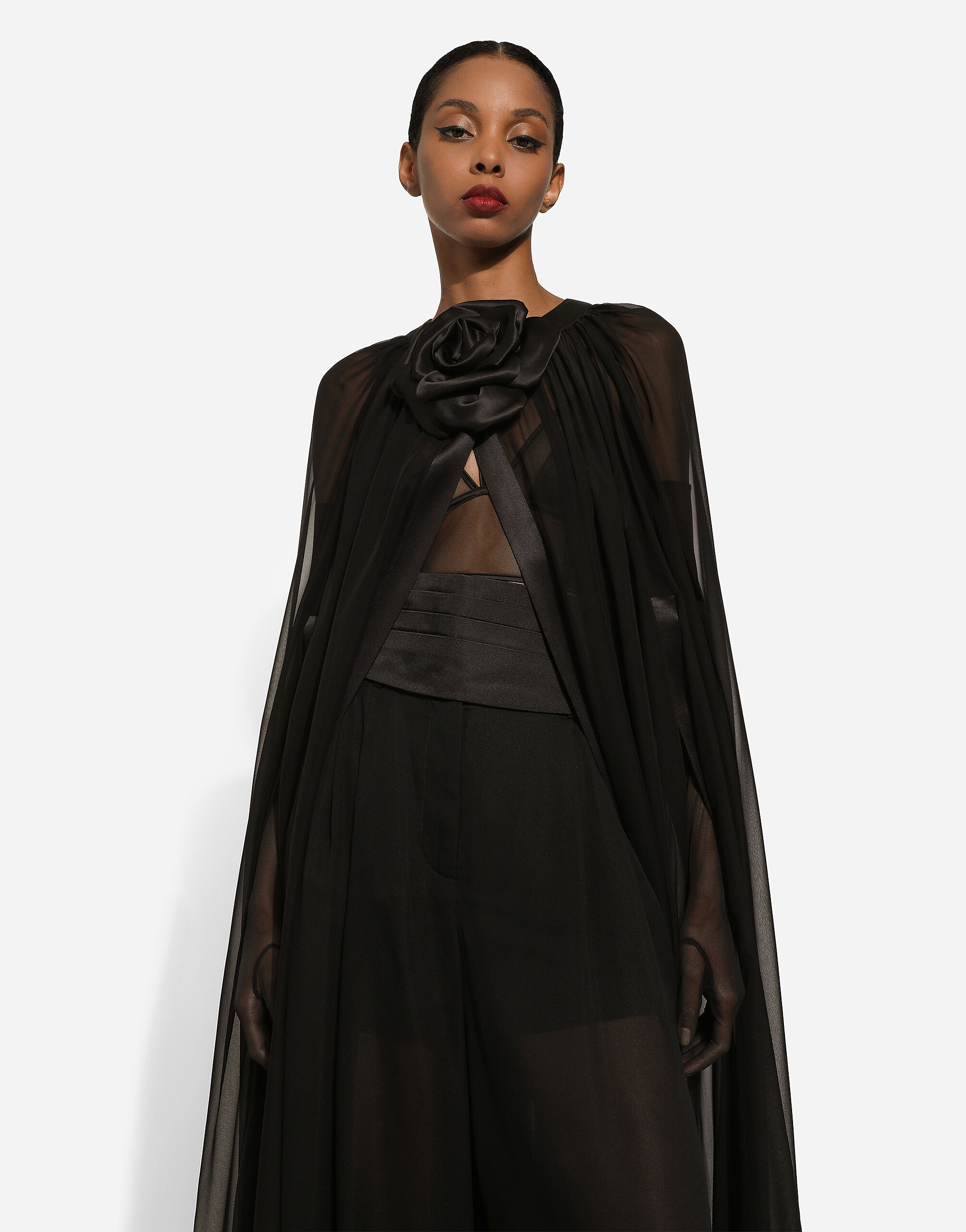 Black chiffon cape shop