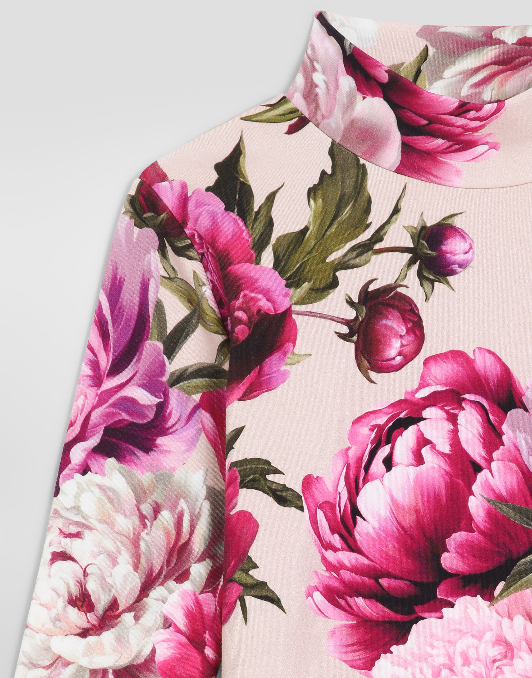Peony-print interlock mock-neck top in Multicolor for Girls