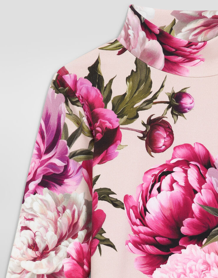 Dolce & Gabbana Peony-print interlock mock-neck top Dolce & Gabbana Peony-print interlock mock-neck top Multicolor L5JTLEG7QZU