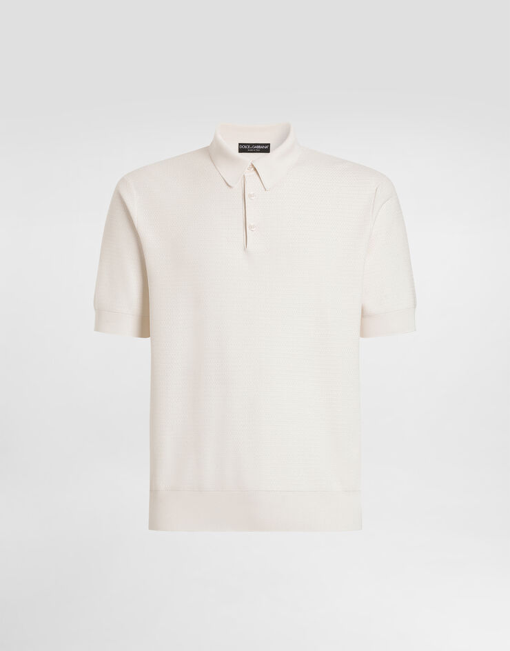 Dolce & Gabbana Polo shirt in fine-gauge silk White GXZ02ZJBSPR